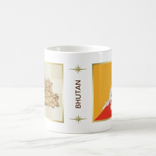 Drapeau du Bhutan + Tasse de carte (Centre)