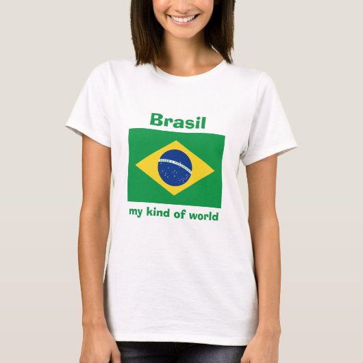 Drapeau du Brésil + Carte + T-shirt des textes (Devant)
