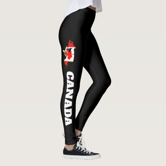 Drapeau du Canada Rouge Blanc Noir Leggings Femmes (Droite)