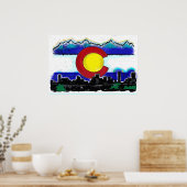 Drapeau du Colorado affiche de la ligne de skyline (Cuisine)