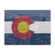 Drapeau du Colorado avec carte postale Pikes Peak