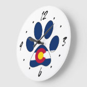 Drapeau du Colorado empreinte de patte horloge mur (Angle)