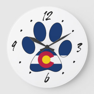 Drapeau du Colorado empreinte de patte horloge mur