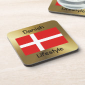 Drapeau du Danemark + Dessous de verre texte (Côté gauche)