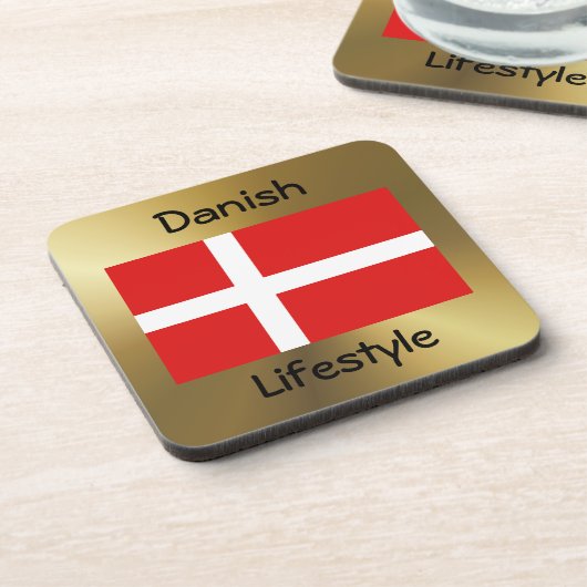 Drapeau du Danemark + Dessous de verre texte (Côté gauche)