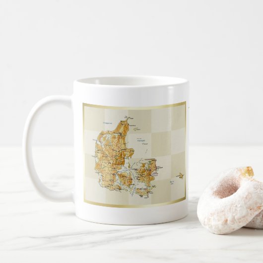 Drapeau du Danemark + Tasse de carte (Avec donut)