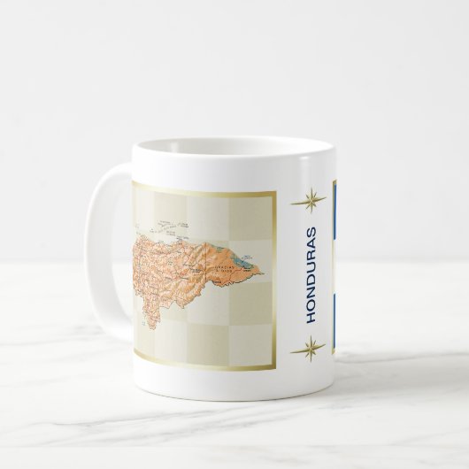 Drapeau du Honduras + Tasse de carte (Devant gauche)