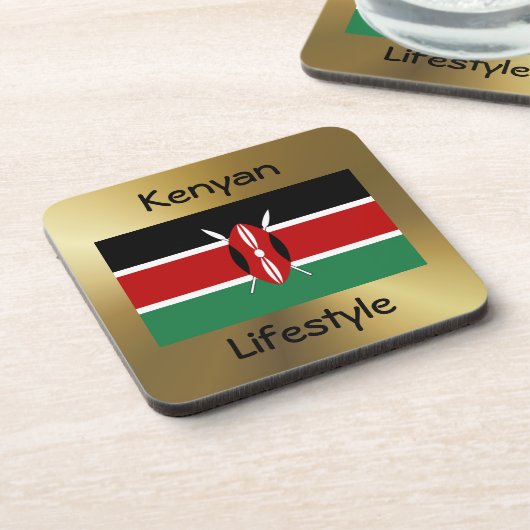 Drapeau du Kenya + Dessous de verre texte (Côté gauche)