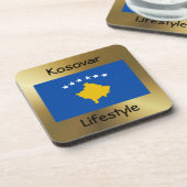 Drapeau du Kosovo + Dessous de verre texte (Côté gauche)