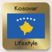 Drapeau du Kosovo + Dessous de verre texte (Devant)