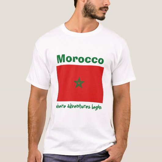 Drapeau du Maroc + Carte + T-shirt des textes (Devant)