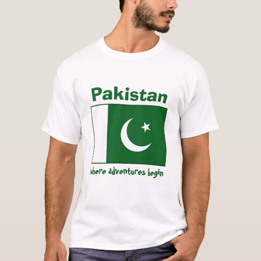 Drapeau du Pakistan + Carte + T-shirt des textes (Devant)
