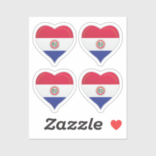 drapeau du Paraguay amour fier autocollant de coeu