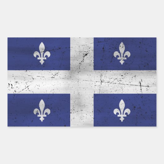 Drapeau du Québec style grunge érodé Rechthoekige Sticker (Voorkant)