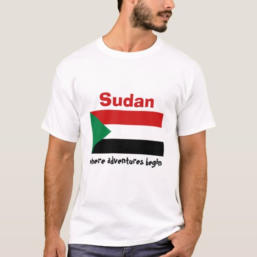 Drapeau du Soudan + Carte + T-shirt des textes (Devant)