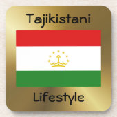 Drapeau du Tadjikistan + Dessous de verre texte (Devant)