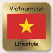 Drapeau du Vietnam + Dessous de verre texte (Devant)