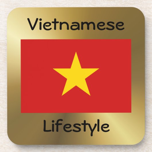 Drapeau du Vietnam + Dessous de verre texte (Devant)