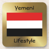 Drapeau du Yémen + Dessous de verre texte (Devant)