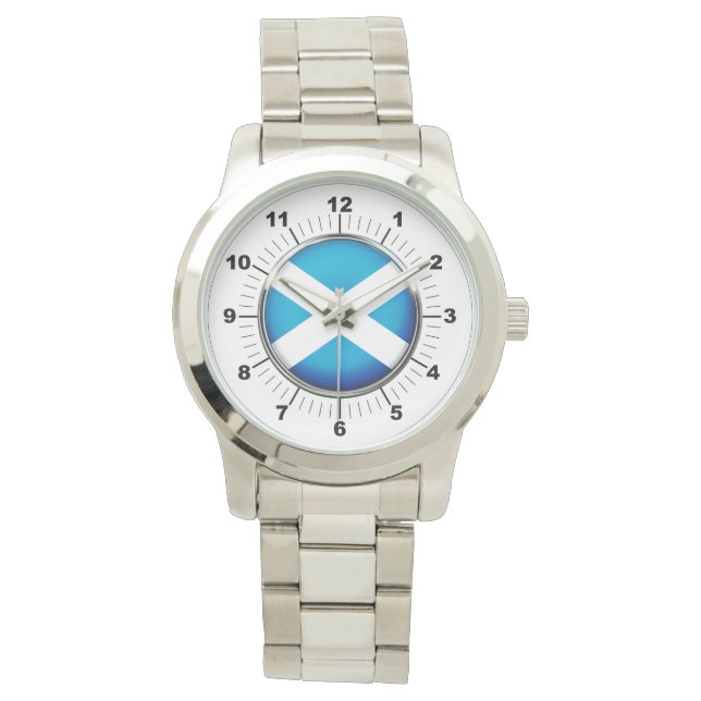 Drapeau écossais masculin Montre d'argent surdimen (devant)