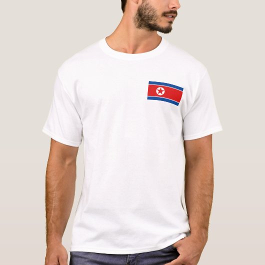 Drapeau et carte de Corée du Nord T-shirt (Devant)