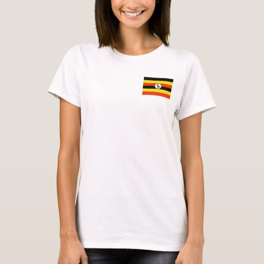 Drapeau et carte de l'Ouganda T-shirt (Devant)
