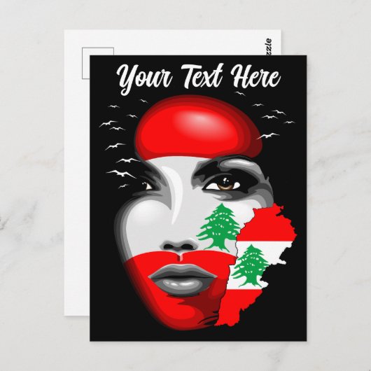 Drapeau et carte du Liban sur le visage de la fill (Devant / Derrière)