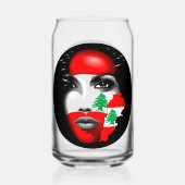 Drapeau et carte du Liban sur le visage de la fill (Recto)