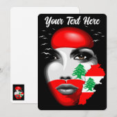 Drapeau et carte du Liban sur le visage de la fill (Devant / Derrière)