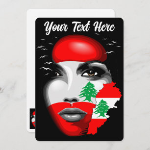 Drapeau et carte du Liban sur le visage de la fill