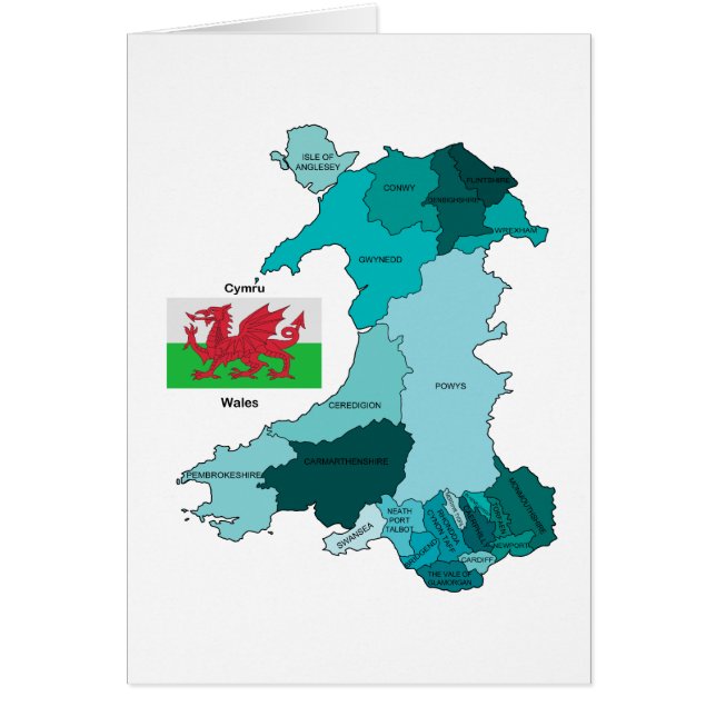 Drapeau et carte du Pays de Galles (Devant)