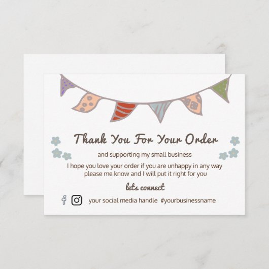 Drapeau Et Fleurs Merci Pour Votre Commande (Devant / Derrière)