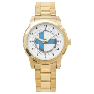 Drapeau finlandais féminin Montre-bracelet en or s