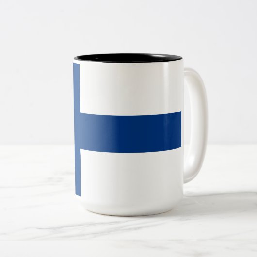 Drapeau finlandais (Finlande) Mug à café à deux to (Devant droit)