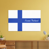 Drapeau finlandais impression de canevas de texte (Insitu(Salon))