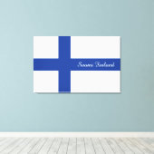 Drapeau finlandais impression de canevas de texte (Insitu (Plancher de Bois))