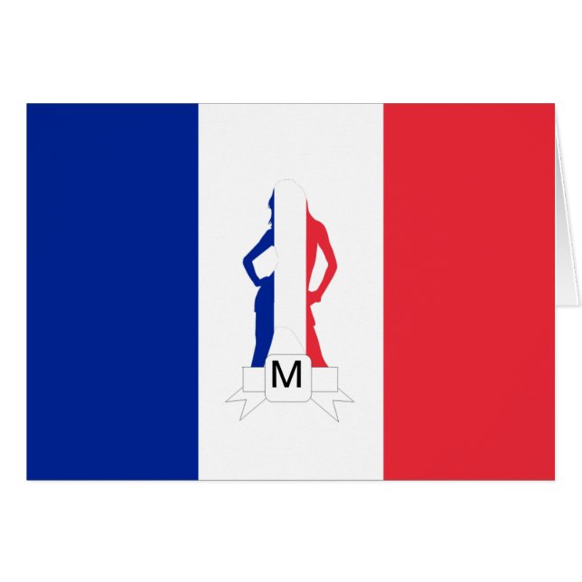 Drapeau français et monogramme fille (Devant Horizontal)