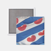 Drapeau frison carré (Fryslan) Aimant frigo (Recto/Verso)