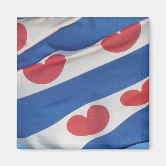 Drapeau frison carré (Fryslan) Aimant frigo (Devant)