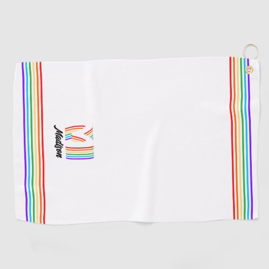 Drapeau gay pride Monogramme Golf Serviette (Horizontal)