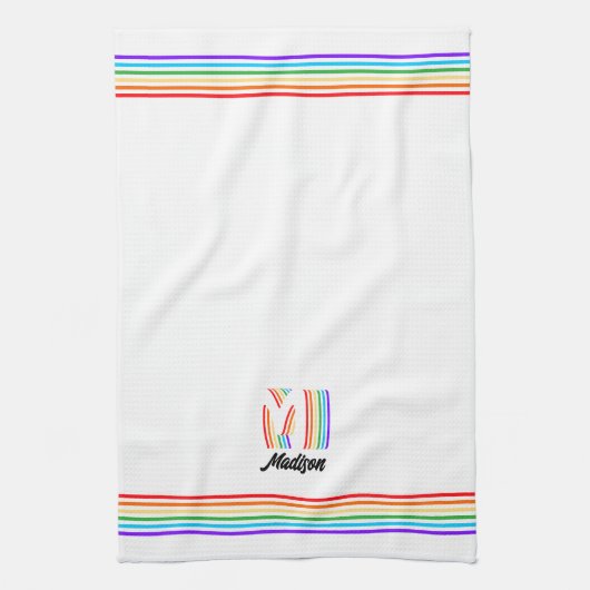 Drapeau gay pride Monogramme Serviette de cuisine (Vertical)