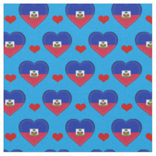 Drapeau haïtien et tissu du Coeur Rouge /Haïti