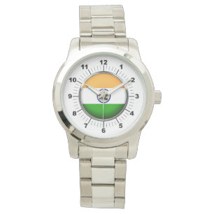 Drapeau Inde féminin Montre-bracelet en argent sur