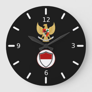 Drapeau indonésien-emblème grande horloge