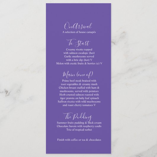 Drapeau iris fleurs violettes menu mariage (Dos)