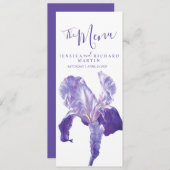 Drapeau iris fleurs violettes menu mariage (Devant / Derrière)