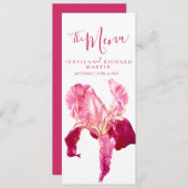 Drapeau iris rouge rose fleurs menu mariage (Devant / Derrière)
