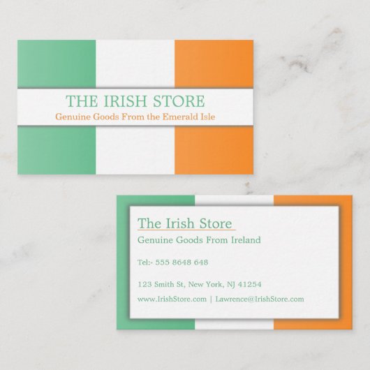 Drapeau irlandais, Carte de visite entièrement per (Devant / Derrière)