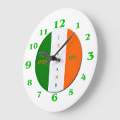 Drapeau irlandais pour horloge ronde à grand mur (Angle)