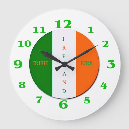 Drapeau irlandais pour horloge ronde à grand mur (Recto)